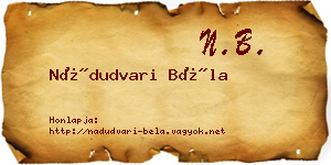 Nádudvari Béla névjegykártya
